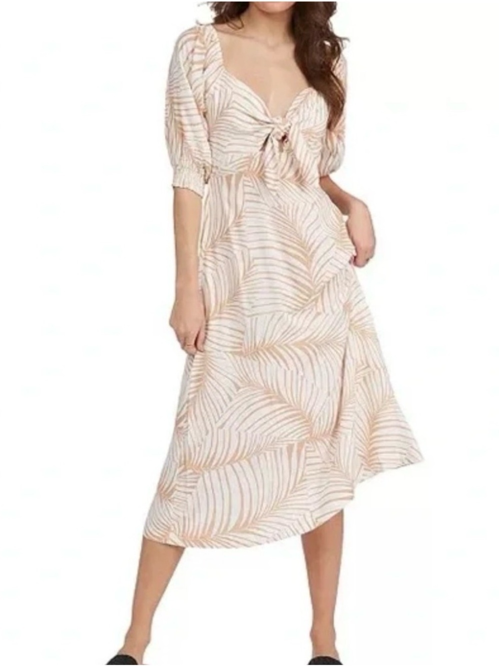 Roxy "Evening Delight" midi dress in the "Toast Palm Tree Dreams”